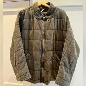 Free People Dolman Quilted Knit Jacket Large Army Green